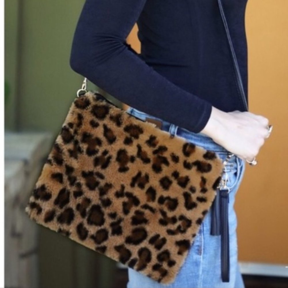 Faux Fur Leopard Crossbody Bag